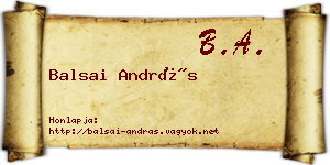 Balsai András névjegykártya